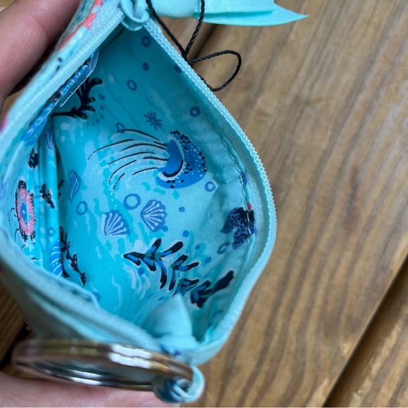 Vera Bradley Zip ID Card Holder Case Wallet Antilles Treasure Blue Fish NEW - Picture 3 of 5
